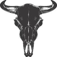 AI generated Silhouette bull head skull black color only full vector