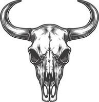 AI generated Silhouette bull head skull black color only full vector