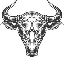 AI generated Silhouette bull head skull black color only full vector