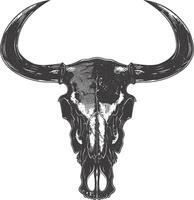 AI generated Silhouette bull head skull black color only full vector