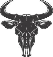 AI generated Silhouette bull head skull black color only full vector