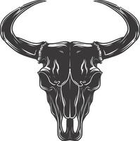 AI generated Silhouette bull head skull black color only full vector