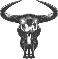 AI generated Silhouette bull head skull black color only full vector