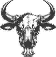 AI generated Silhouette bull head skull black color only full vector