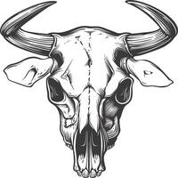 AI generated Silhouette bull head skull black color only full vector