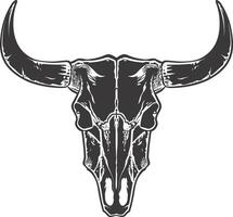 AI generated Silhouette bull head skull black color only full vector