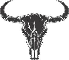 AI generated Silhouette bull head skull black color only full vector