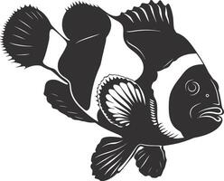 AI generated Silhouette clownfish black color only full body vector