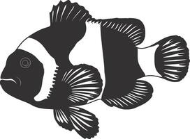 AI generated Silhouette clownfish black color only full body vector