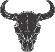 AI generated Silhouette bull head skull black color only full vector