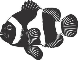 AI generated Silhouette clownfish black color only full body vector