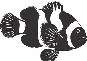 AI generated Silhouette clownfish black color only full body vector