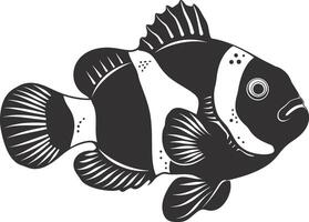 AI generated Silhouette clownfish black color only full body vector