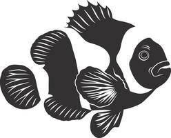 AI generated Silhouette clownfish black color only full body vector