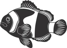 AI generated Silhouette clownfish black color only full body vector