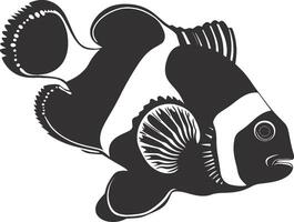 AI generated Silhouette clownfish black color only full body vector