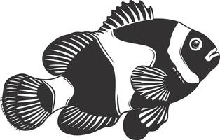 AI generated Silhouette clownfish black color only full body vector