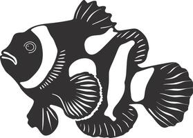 ai generado silueta pez payaso negro color solamente lleno cuerpo vector