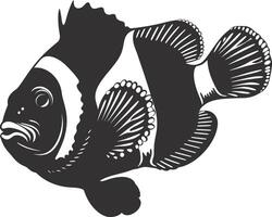 AI generated Silhouette clownfish black color only full body vector