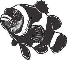 AI generated Silhouette clownfish black color only full body vector