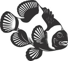 AI generated Silhouette clownfish black color only full body vector