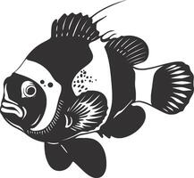 AI generated Silhouette clownfish black color only full body vector