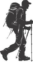 AI generated Silhouette hiking man activities black color only full body vector