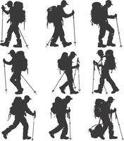 AI generated Silhouette hiking man activities black color only full body vector