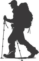 AI generated Silhouette hiking man black color only full body vector