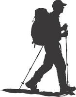 AI generated Silhouette hiking man black color only full body vector