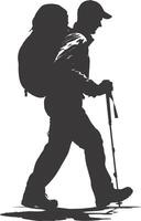 AI generated Silhouette hiking man black color only full body vector