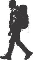 AI generated Silhouette hiking man black color only full body vector