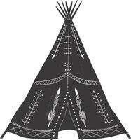 AI generated Silhouette Indian tribal tent black color only full vector