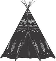 AI generated Silhouette Indian tribal tent black color only full vector