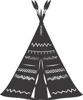 AI generated Silhouette Indian tribal tent black color only full vector
