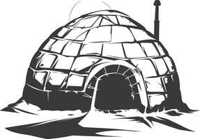 AI generated Silhouette igloo the Eskimo tribal House black color vector