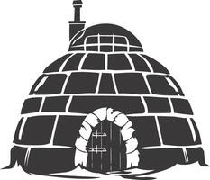 AI generated Silhouette igloo the Eskimo tribal House black color vector