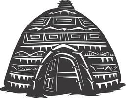 AI generated Silhouette igloo the Eskimo tribal House black color vector