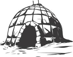 AI generated Silhouette igloo the Eskimo tribal House black color vector