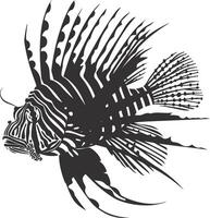 AI generated Silhouette lionfish black color only full body vector