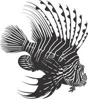 AI generated Silhouette lionfish black color only full body vector