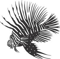 AI generated Silhouette lionfish black color only full body vector