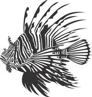 AI generated Silhouette lionfish black color only full body vector