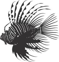 AI generated Silhouette lionfish black color only full body vector