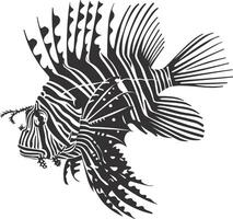 AI generated Silhouette lionfish black color only full body vector