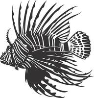 AI generated Silhouette lionfish black color only full body vector