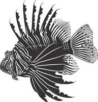 AI generated Silhouette lionfish black color only full body vector