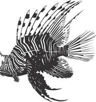 AI generated Silhouette lionfish black color only full body vector