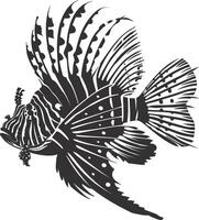 AI generated Silhouette lionfish black color only full body vector