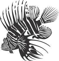 AI generated Silhouette lionfish black color only full body vector